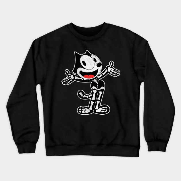 Halloween Skull Felix the cat Crewneck Sweatshirt by OniSide